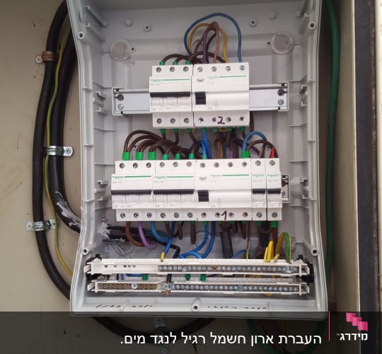 לוח חשמל עם חוטים ומפסקים חשמליים